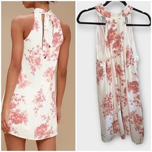 Lulus Darling Dearest Blush Pink and White Floral Print Swing Dress